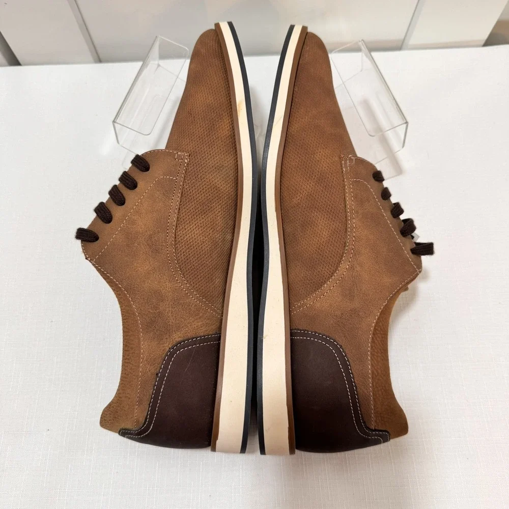 ALDO Men's 9.5 Two Tone  Brown Leather Canvas Lace‎ Up Oxford Shoes NWT